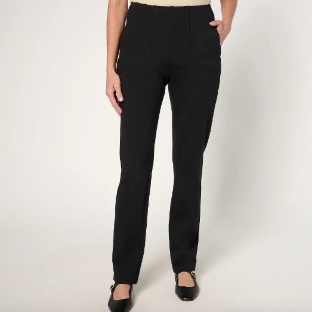 Belle by Kim Gravel REG Ponte Hollywood Waist Full Length Pants , Blk Sz 22W a66